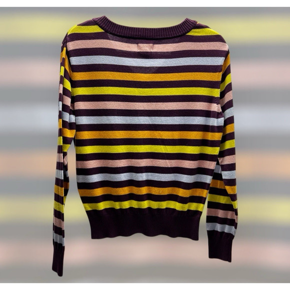 Pact Organic Cotton Rainbow Striped Sweater Pullover V Neck Women's Size Small - Picture 2 of 7